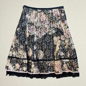 Floral lace flared skirt, whimsigoth victorian castlecore coquette gothic